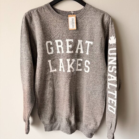 Great Lakes Unsalted Tops - NWT Great Lakes Unsalted Classics Marled Crew Neck Fleece Sweatshirt Grey